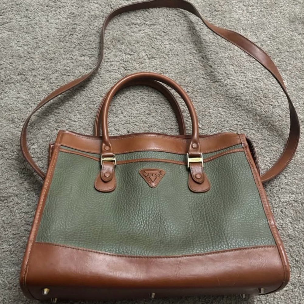 1980’s GUESS Green and Brown Women's Bag